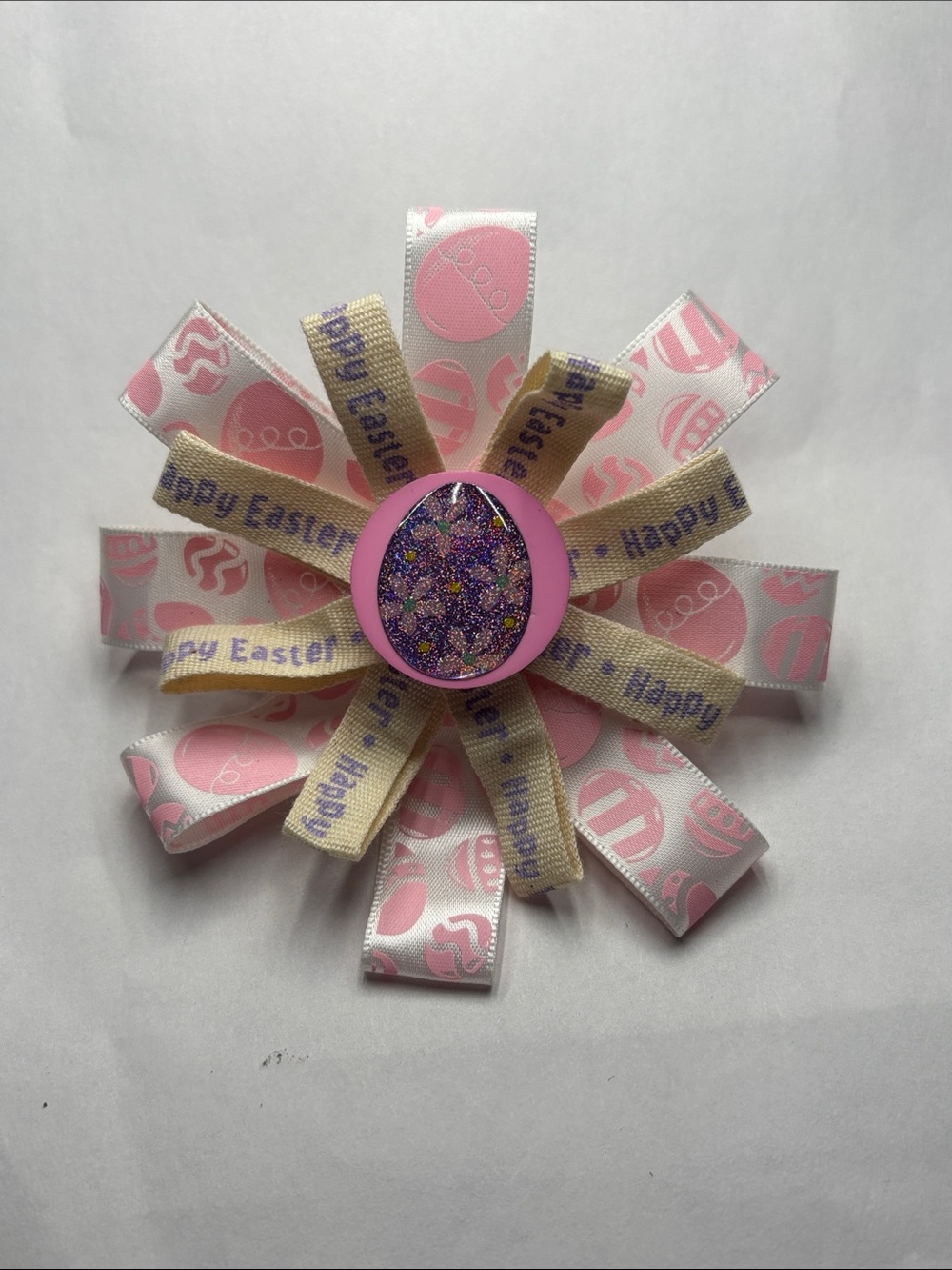 Easter Pink Ribbon Flower Hair Bow